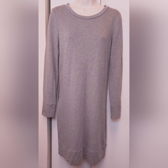 Adrienne Vittadini Grey Knit Shift Dress Size Small Long Sleeve Everyday Comfy - Picture 9 of 9